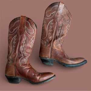 VTG Tony Lama Women’s Leather Cowboy Boots Brown Size 5 1/2 Read Western